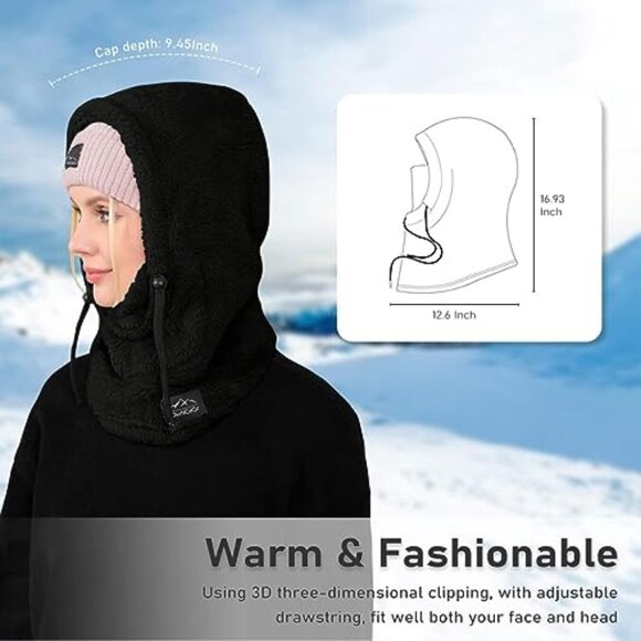 Fleece Balaclava Ski Mask Windproof Face Cover Hooded Scarf Hat Unisex main image 7